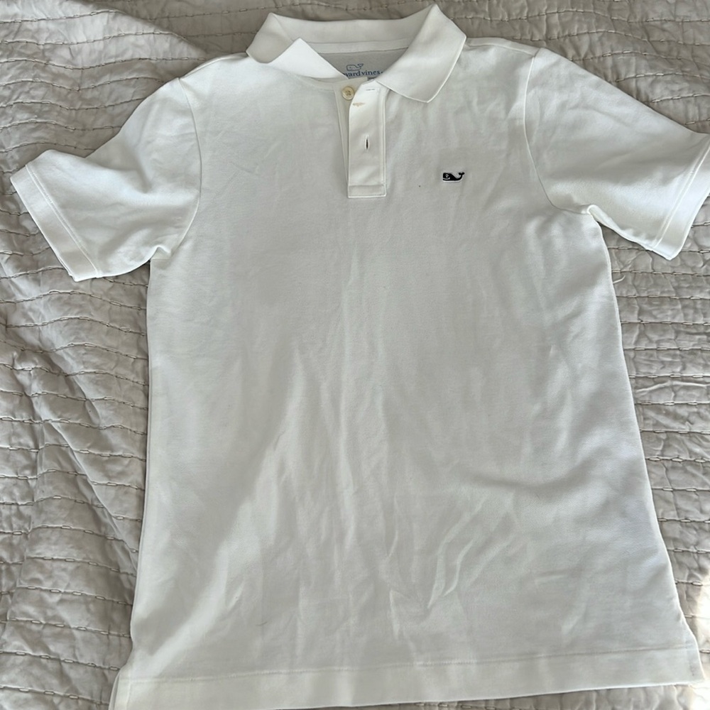 vineyard vines white short sleeve knit polo